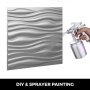 Pvc 3d Wall Panels Silver Wave Art Design, 19.7"x19.7",13tiles,35 Sf Waterproof