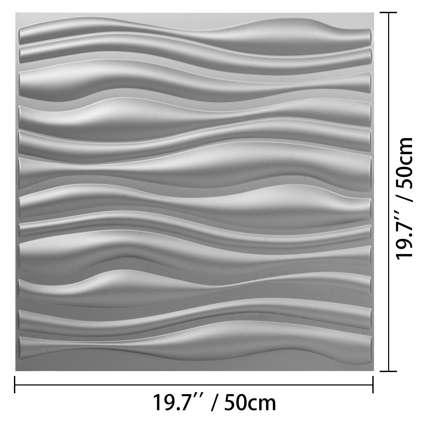 Vevor Plastic 3d Art Wall Panel Pvc Wave Wall Design, Silver, 13 Panels 35 Sf