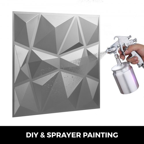 VEVOR 13 Pack 19.7x19.7Inches Diamond Silver 3D PVC Wave Panels for Interior Wall Decor Textured 3D Wall Tiles