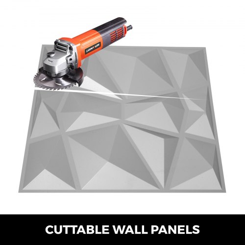VEVOR 13 Pack 19.7x19.7Inches Diamond Silver 3D PVC Wave Panels for Interior Wall Decor Textured 3D Wall Tiles