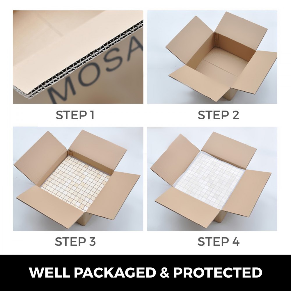 Backsplash Tile for Kitchen & Bathroom Teal Blue Glass & Gray Marble 6PCS