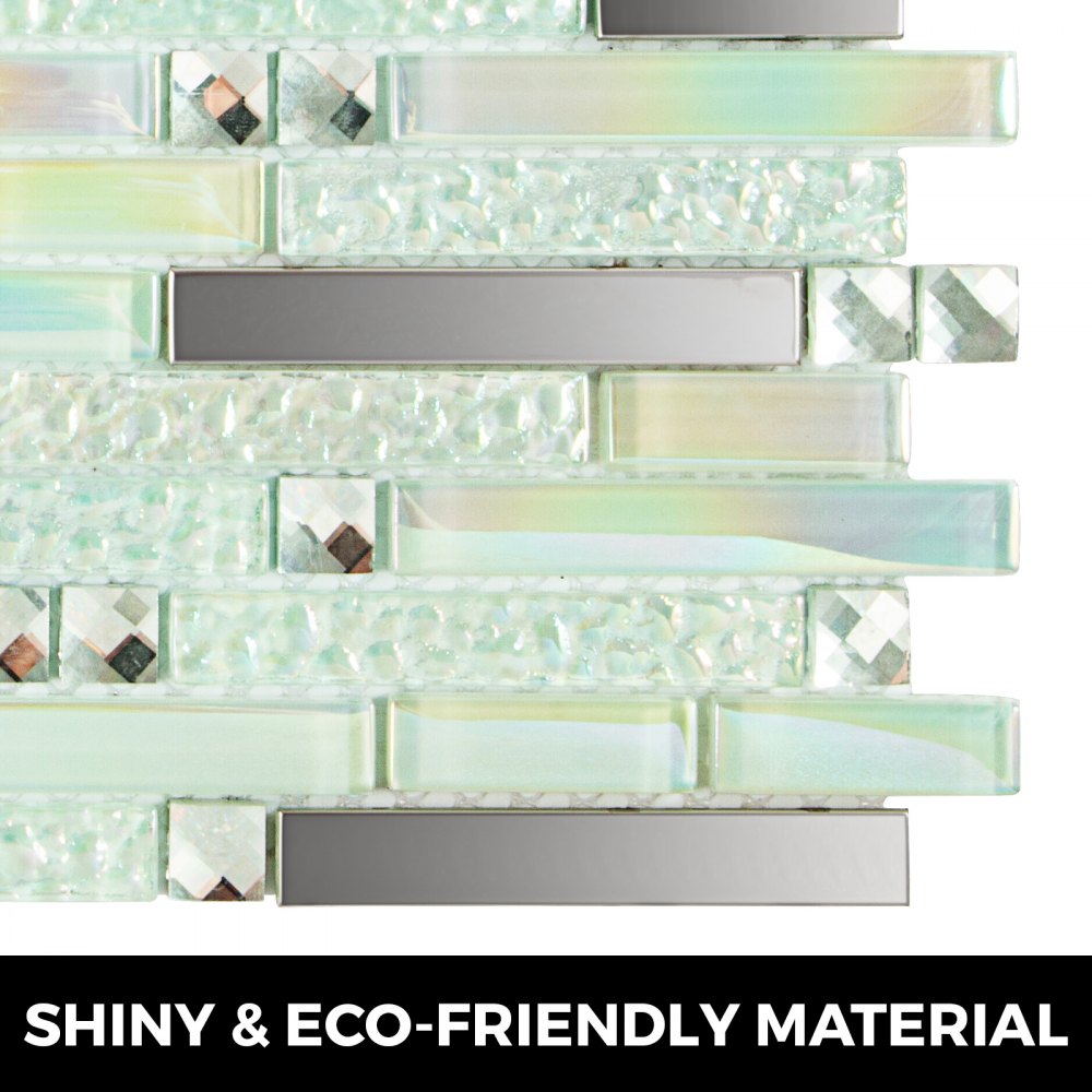 Glass Backsplash Tile 6 Sq Feet Interlocking Tile Mosaic Tile For Kitchen Decor