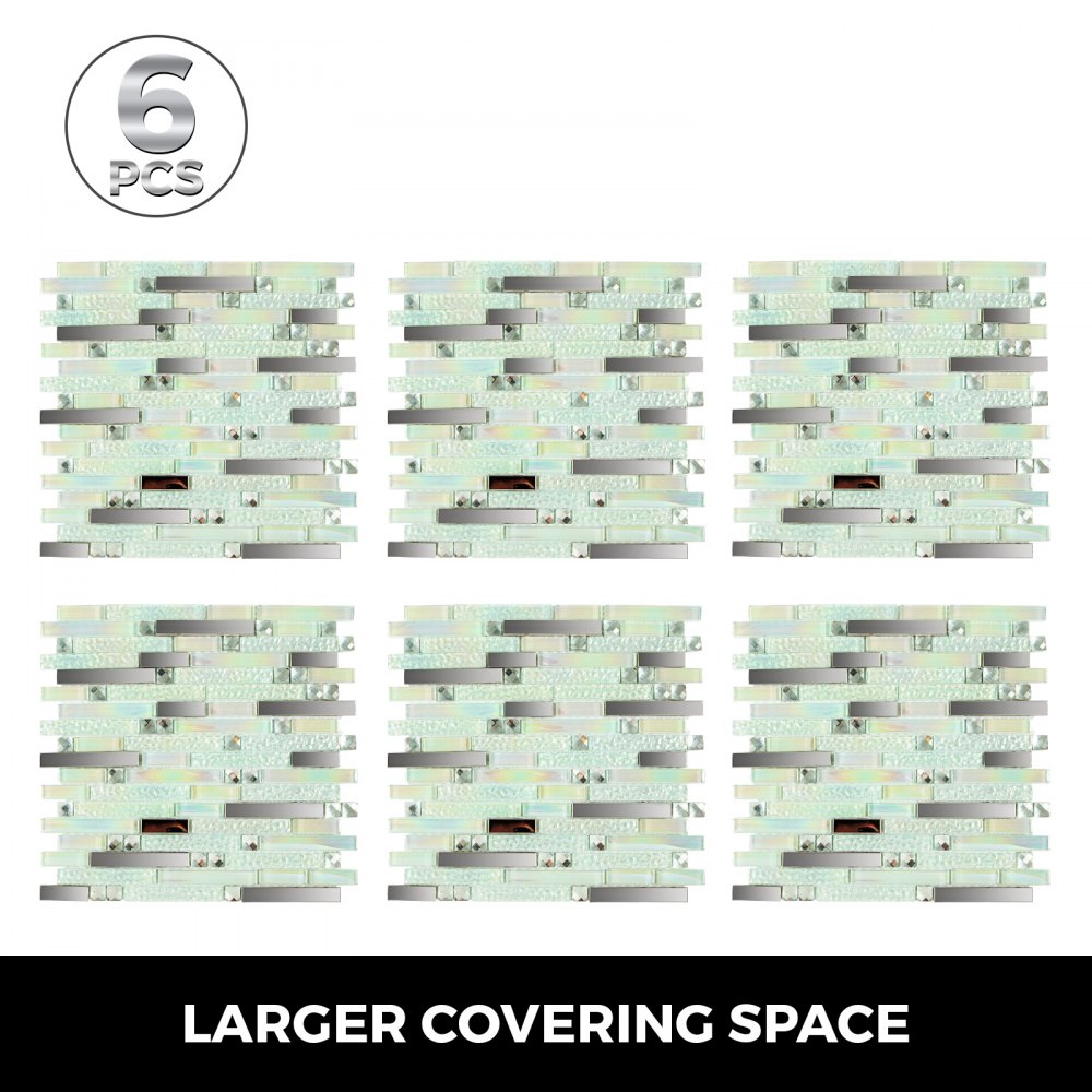 Glass Backsplash Tile 6 Sq Feet Interlocking Tile Mosaic Tile For Kitchen Decor