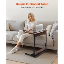VEVOR C Table with Metal Frame & Adjustable Feet Folding C Shaped End Table