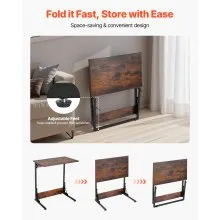 VEVOR C Table with Metal Frame & Adjustable Feet Folding C Shaped End Table