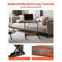 VEVOR C Table with Metal Frame & Adjustable Feet Folding C Shaped End Table