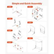 VEVOR C Table with Metal Frame & Adjustable Feet Folding C Shaped End Table