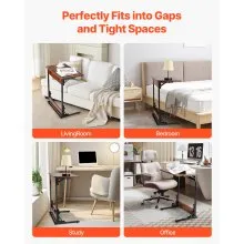 VEVOR C Table with Metal Frame & Adjustable Feet Folding C Shaped End Table