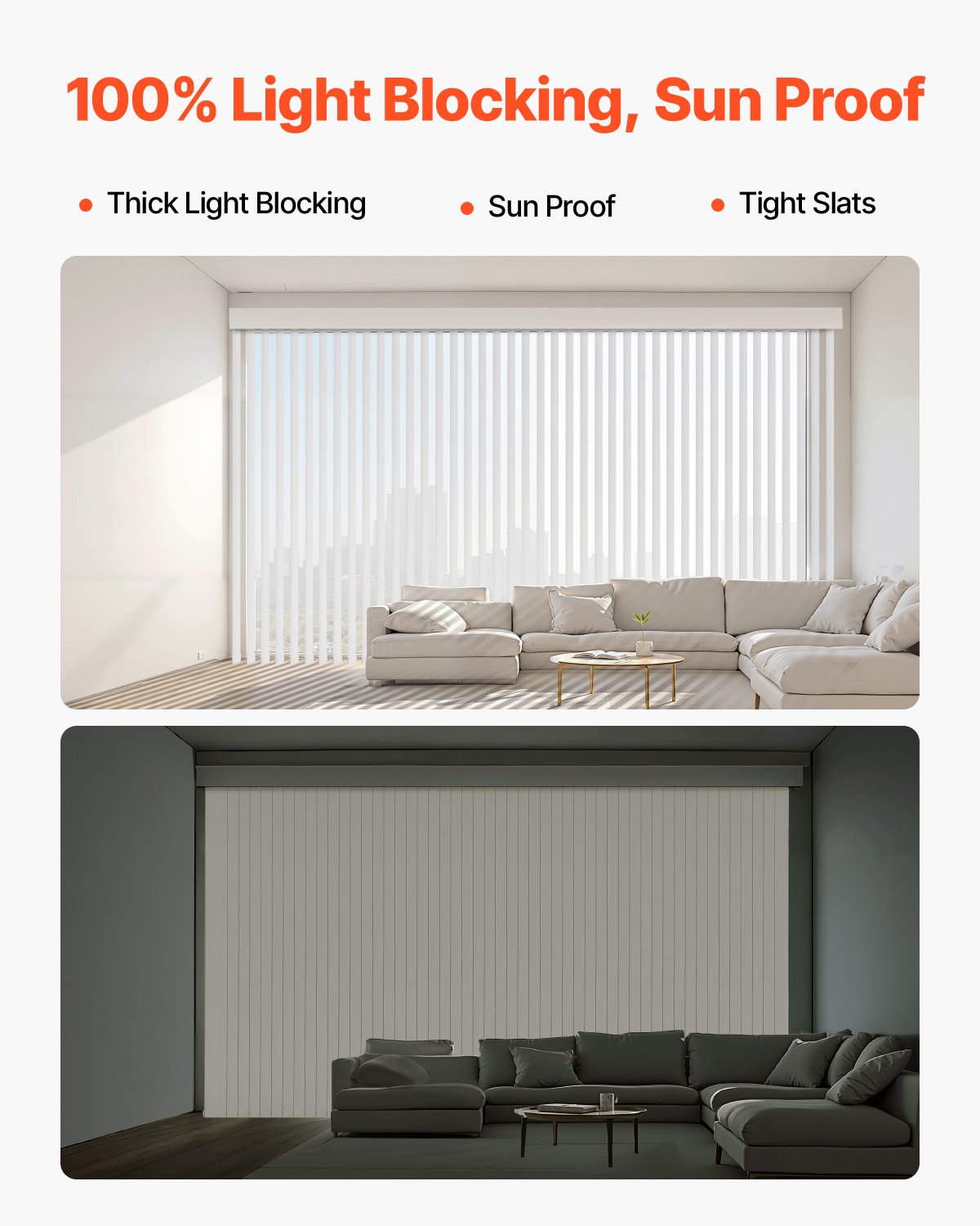 VEVOR Vertical Blind Replacement Slats, 10 Pcs Blind Slats with Connector, Counterweight Block, and Rope, Smooth Surface Polyester, Adjustable for Bedroom, Office, Living Room, Conference Room, White