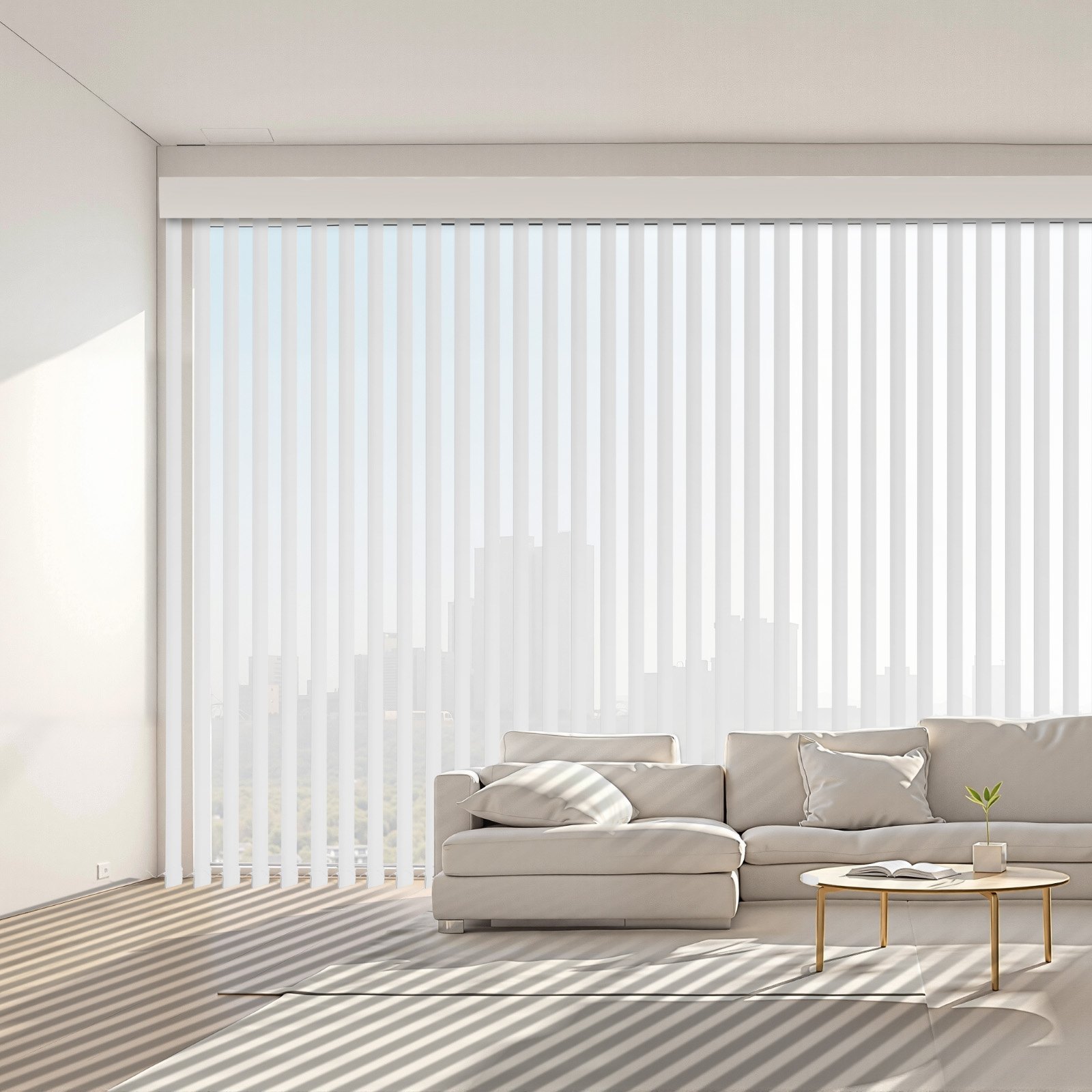 VEVOR Vertical Blind Replacement Slats, 10 Pcs Blind Slats with Connector, Counterweight Block, and Rope, Smooth Surface Polyester, Adjustable for Bedroom, Office, Living Room, Conference Room, White