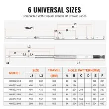 VEVOR 6 Pairs of 609.6mm Drawer Slides Side Mount Rails, Heavy Duty Full Extension Steel Track, Soft-Close Noiseless Guide Glides Cabinet Kitchen Runners with Ball Bearing, 100 Lbs Load Capacity