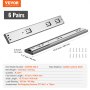 VEVOR 6 Pairs of 406.4mm Drawer Slides Side Mount Rails, Heavy Duty Full Extension Steel Track, Soft-Close Noiseless Guide Glides Cabinet Kitchen Runners with Ball Bearing, 100 Lbs Load Capacity