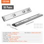 VEVOR 10 Pairs of 355.6mm Drawer Slides Side Mount Rails, Heavy Duty Full Extension Steel Track, Soft-Close Noiseless Guide Glides Cabinet Kitchen Runners with Ball Bearing, 100 Lbs Load Capacity