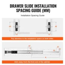 VEVOR 10 Pairs of 355.6mm Drawer Slides Side Mount Rails, Heavy Duty Full Extension Steel Track, Soft-Close Noiseless Guide Glides Cabinet Kitchen Runners with Ball Bearing, 100 Lbs Load Capacity