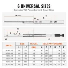 VEVOR 6 Pairs of 558.8mm Drawer Slides Side Mount Rails, Heavy Duty Full Extension Steel Track, Soft-Close Noiseless Guide Glides Cabinet Kitchen Runners with Ball Bearing, 100 Lbs Load Capacity
