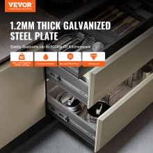 VEVOR 10 Pairs of 406.4mm Drawer Slides Side Mount Rails, Heavy Duty Full Extension Steel Track, Soft-Close Noiseless Guide Glides Cabinet Kitchen Runners with Ball Bearing, 100 Lbs Load Capacity
