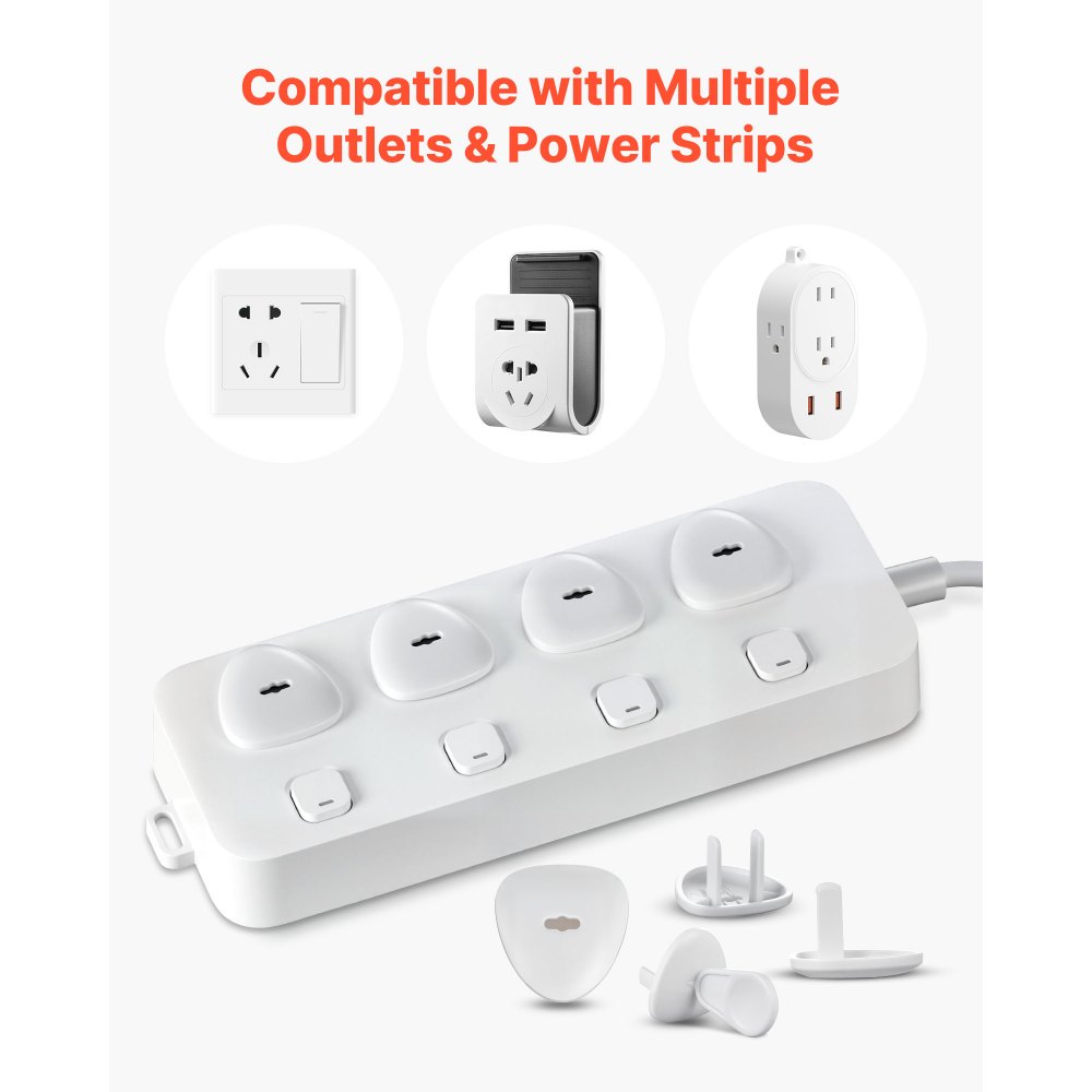 VEVOR Outlet Covers, 70 Pack, Plug Covers for Electrical Outlets, Secure Electric Socket Protector Caps with Shock Prevention, Easy Installation, Insulated ABS, for Home Wall Power Sockets, White