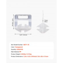 Tile Leveling System Clips 2200PCS 1/16" 1.5mm Floor Wall Spacer Tiling Tool Set
