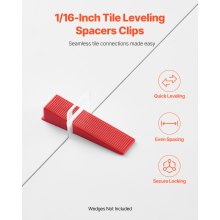 VEVOR Tile Leveling System Clips, 2000-Piece 1/16" Tile Spacers Clips Tile Tools, 1.5mm Floor Wall Spacer Tiling Tool Set, Tile Installation Tools for Professional Ceramic Tile and Stone Installation