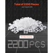 VEVOR Tile Leveling System Clips, 2000-Piece 1/16" Tile Spacers Clips Tile Tools, 1.5mm Floor Wall Spacer Tiling Tool Set, Tile Installation Tools for Professional Ceramic Tile and Stone Installation
