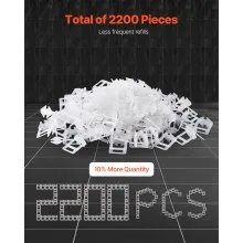 VEVOR Tile Leveling System Clips, 2000-Piece 1/16" Tile Spacers Clips Tile Tools, 1.5mm Floor Wall Spacer Tiling Tool Set, Tile Installation Tools for Professional Ceramic Tile and Stone Installation