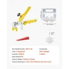VEVOR Tile Leveling System Clips, 700-Piece 1/8" Tile Spacers Clips Tile Tools, 3mm Floor Wall Spacer Tiling Tool Set, Tile Installation Tools for Professional Ceramic Tile and Stone Installation