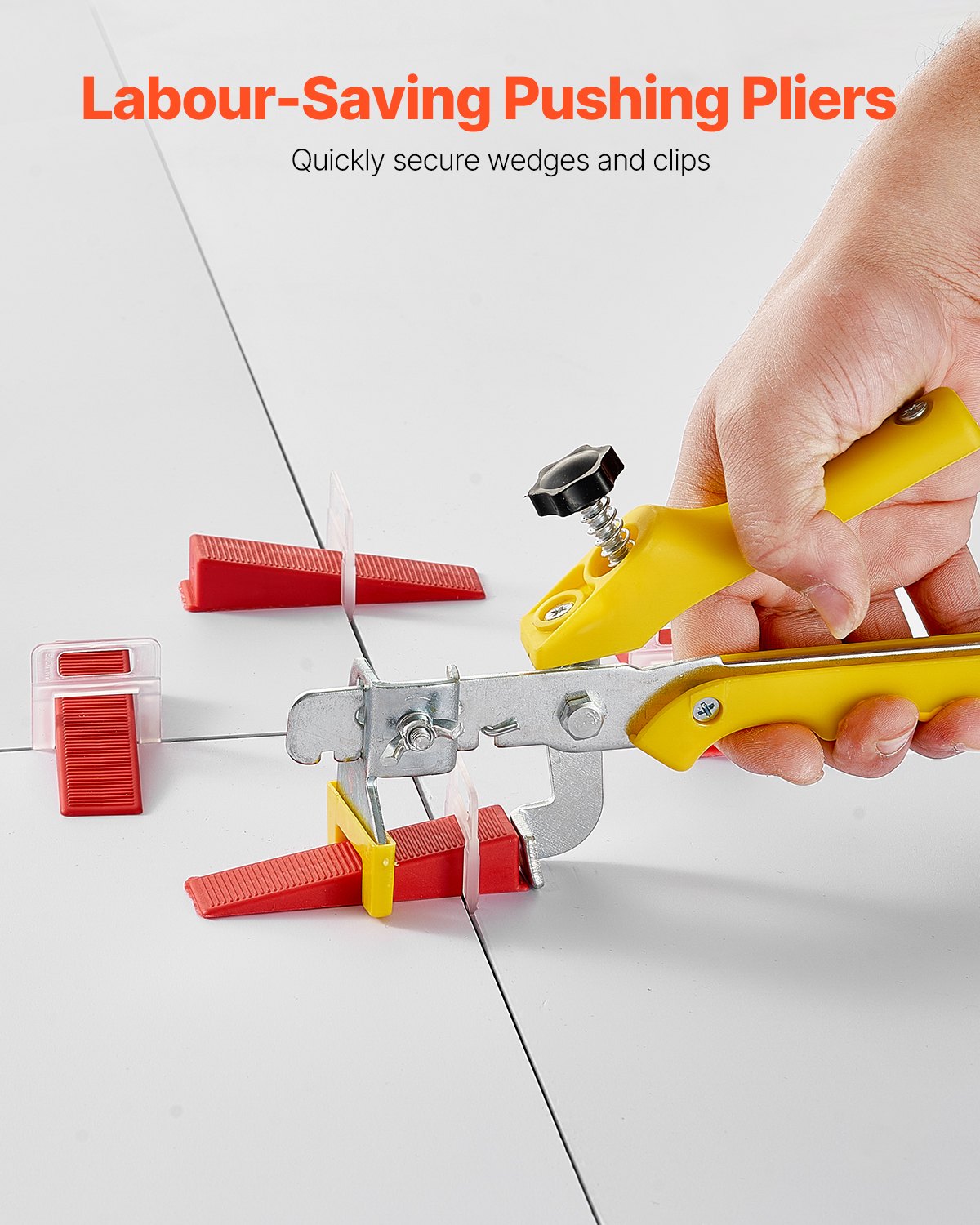 VEVOR Tile Leveling System, 1/8 Inch(3 mm) with 1pc Tile Plier, 700 PCS DIY Tile Leveler Spacers Clips and 200 PCS Reusable Wedges, Tile Tools Set for Professional Ceramic Tile and Stone Installation