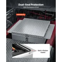 VEVOR Truck Bed Tool Box, Heavy Duty Aluminum Tool Box with Diamond Plate, Storage Toolbox Chest Organizer Supports up to 220 lbs, Ideal for Pickup, Truck Bed, RV, Trailer, 30.3 x 24 x 9 in, Silver