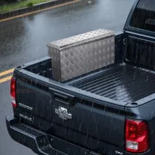 VEVOR Truck Bed Tool Box, Heavy Duty Aluminum Tool Box with Tread Patterns, Storage Toolbox Chest Organizer with Lock and Key, Ideal for Pickup, Truck Bed, RV, Trailer, 34 x 12 x 15.4 in, Silver