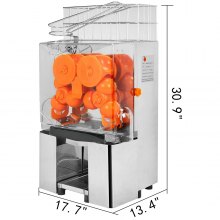 VEVOR Commercial Juicer Machine, 110V Juice Extractor, 120W Orange Squeezer for 22-30 per Minute, Electric Orange Juice Machine w/Pull-Out Filter Box SUS 304 Tank PC Cover and 2 Collecting Buckets