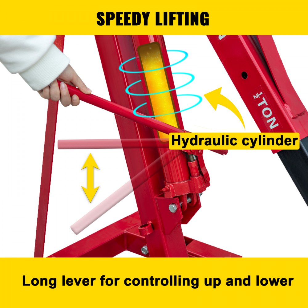 VEVOR Folding Engine Crane, 2200lbs Lifting Capacity Shop Crane, 1-Ton Hydraulic Engine Hoist, Cherry Picker With Telescopic Boom And Legs, Heavy Duty Steel Folding Shop Crane, Manual Engine Crane