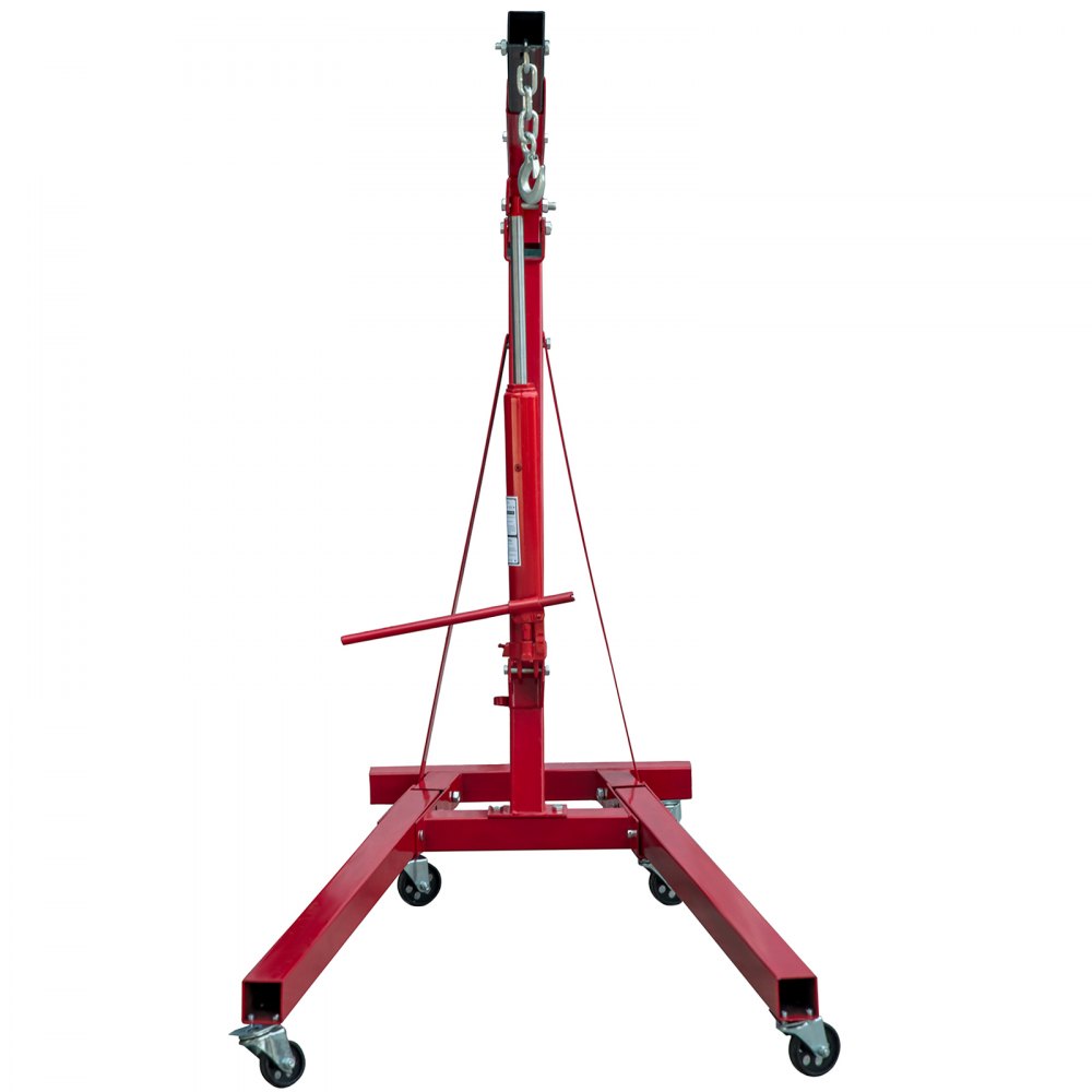 VEVOR Folding Engine Crane, 4400lbs Lifting Capacity Shop Crane, 2-Ton Hydraulic Engine Hoist, Cherry Picker With Telescopic Boom And Legs, Heavy Duty Steel Folding Shop Crane, Manual Engine Crane