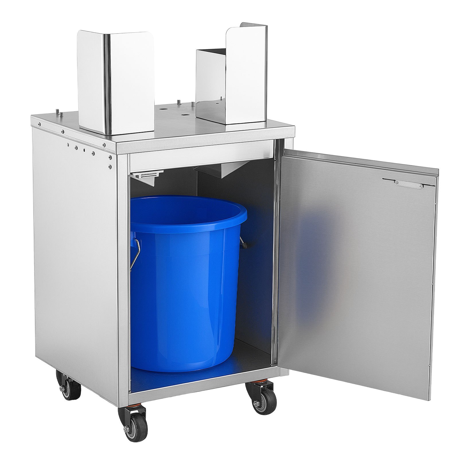 VEVOR Movable Base Cabinet for Orange Juicer, Thickened Stainless Steel, 4 Swivel Casters, Compatible with VEVOR NS2000E-2\NS2000E-2T\NS2000E-3 Semi-Automatic Feed Orange Juicer, Easy Installation