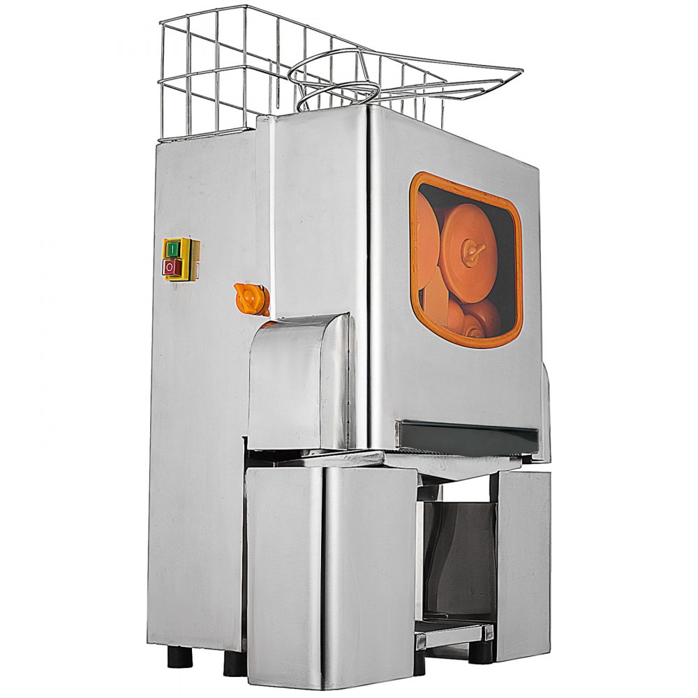 VEVOR Máquina exprimidora comercial, extractor de jugo de 110 V, exprimidor de naranja de 120 W para 22-30 por minuto, máquina eléctrica de jugo de naranja con caja de filtro extraíble, cubierta inoxidable de tanque SUS 304 y dos cubos