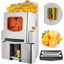 VEVOR Commercial Juicer Machine, 110V Juice Extractor, 120W Orange Squeezer for 22-30 per Minute, Electric Orange Juice Machine with Pull-Out Filter Box SUS 304 Tank Stainless Cover and Two Buckets