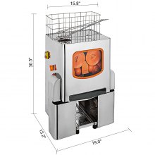 Espremedor de laranja comercial VEVOR, com caixa de filtro removível, máquina de suco de laranja, 20 laranjas por minuto, máquina comercial de suco de laranja, 120 watts, espremedor de suco de laranja, com tampa de aço inoxidável