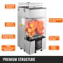 VEVOR Commercial Juicer Machine, 110V Automatic Feeding Juice Extractor, 120W Orange Squeezer for 20-30 per Minute, with Pull-Out Filter Box SUS 304 Tank PP Cover and Two Peel Collecting Buckets