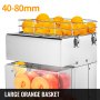 VEVOR Commercial Juicer Machine, 110V Automatic Feeding Juice Extractor, 120W Orange Squeezer for 20-30 per Minute, with Pull-Out Filter Box SUS 304 Tank PP Cover and Two Peel Collecting Buckets