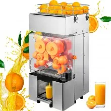 VEVOR Commercial Juicer Machine, 110V Automatic Feeding Juice Extractor, 120W Orange Squeezer for 20-30 per Minute, with Pull-Out Filter Box SUS 304 Tank PP Cover and Two Peel Collecting Buckets