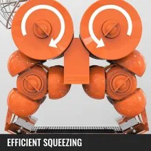 VEVOR Commercial Juicer Machine, 110V Automatic Feeding Juice Extractor, 120W Orange Squeezer for 20-30 per Minute, with Pull-Out Filter Box SUS 304 Tank PP Cover and Two Peel Collecting Buckets