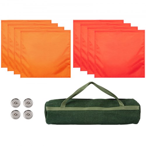 VEVOR Oversized Load Banner, Oversize Banner with 18 Inch x 18 Inch Fluorescent Flags, Oversize Sign with Heavy Duty Metal Hooks, Wide Load Signs for Trucks, Wide Load Banner with Stretch Cord Mesh