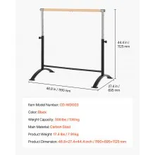 4Ft Ballet Barre Freestanding Portable Fitness Dance Bar Height Adjustable