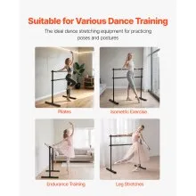 4Ft Ballet Barre Freestanding Portable Fitness Dance Bar Height Adjustable