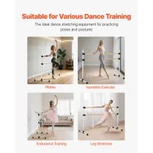6Ft Ballet Barre Freestanding Portable Fitness Dance Bar Height Adjustable