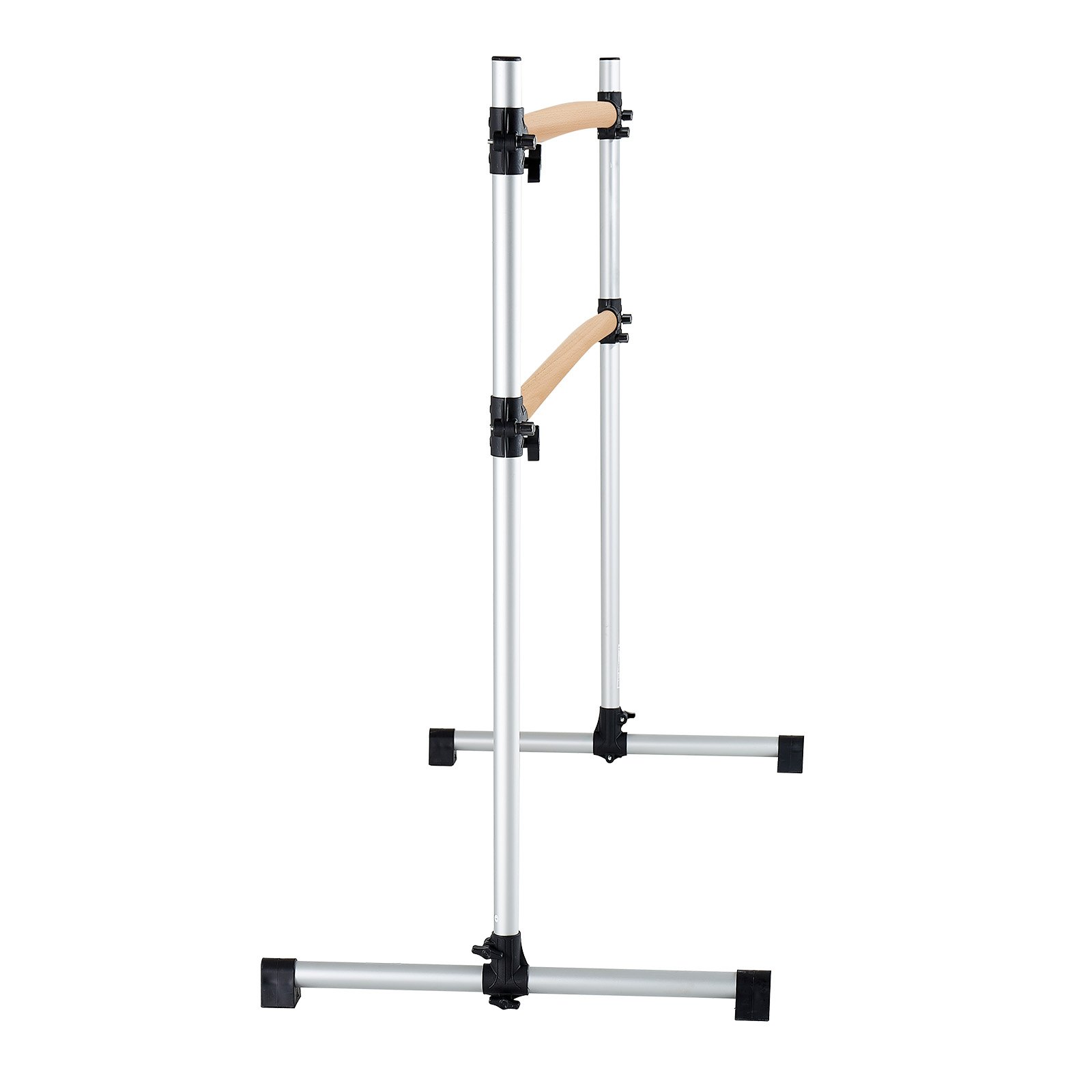 VEVOR Ballet Barre, Double Beechwood Barre Bar for Home, Freestanding Portable Ballet Stretching Dance Bars, Height Adjustable Anti-Wobble Fitness Gym Equipment, for Pilates Balance Workout