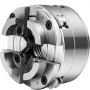 VEVOR wood lathe chuck with four jaws for secure grip on wood pieces.