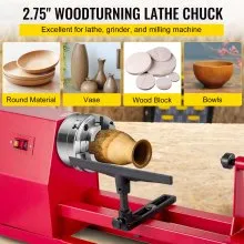 VEVOR Lathe Chuck, 2.75" Woodturning Lathe Chuck, 4-Jaw Wood Lathe Chuck, 1In x 8TPI Thread Mini Lathe Chuck, Precision Self-Centering Woodturning Chuck Jaws, Wood Lathe Accessories for Bowls Vases