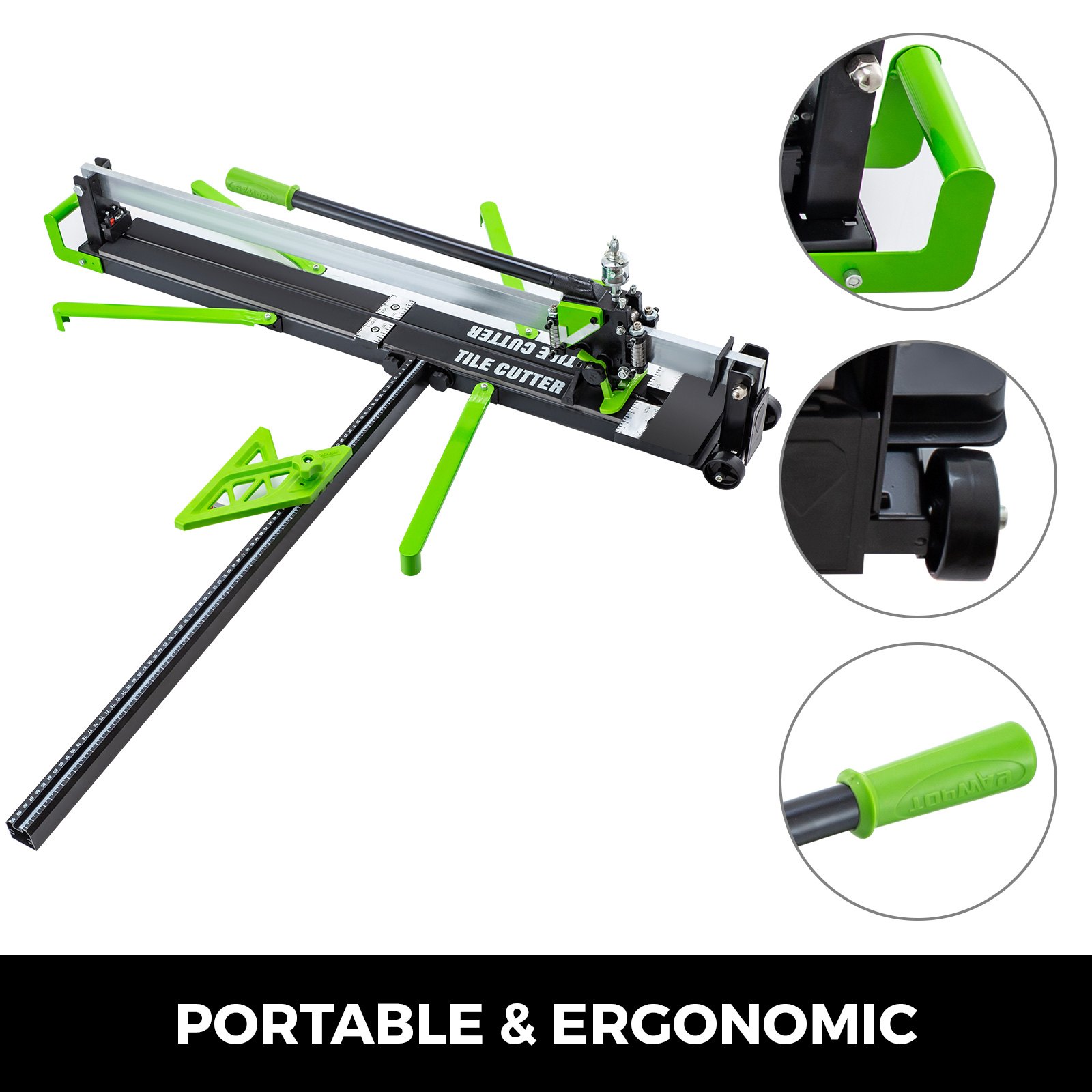 VEVOR 39 Inch Manual Tile Cutter w/ Precise Laser Positioning & Anti-sliding Rubber Surface Single Rail Four Brackets Suitable for Porcelain and Ceramic Floor Tiles