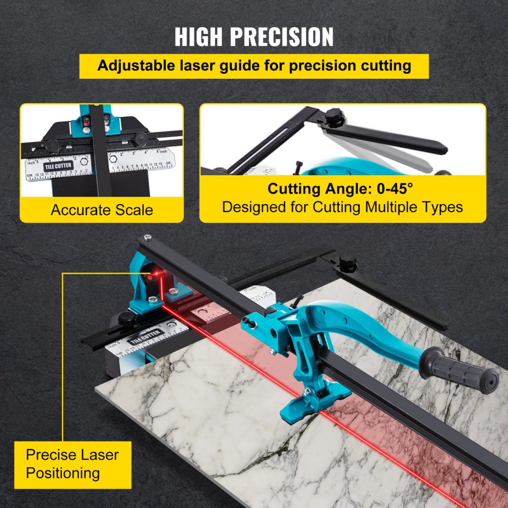 VEVOR 40 Inch Tile Cutter Single Rail Double Brackets Manual Tile Cutter 3/5 in Cap with Precise Laser Manual Tile Cutter Tools for Precision Cutting (40 Inch)