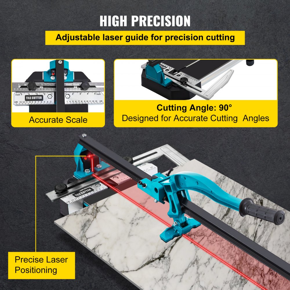 VEVOR Tile Cutter 39in 0.6in Cap w/ Laser Guide Single Floor Wall Cutting Tool